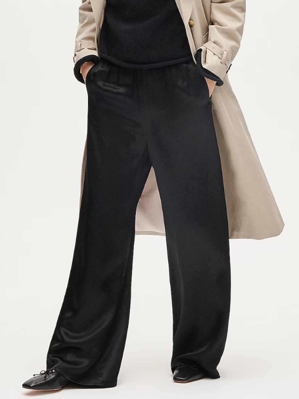 J Crew Cosmo Pant in Luster Charmeuse, size medium, black